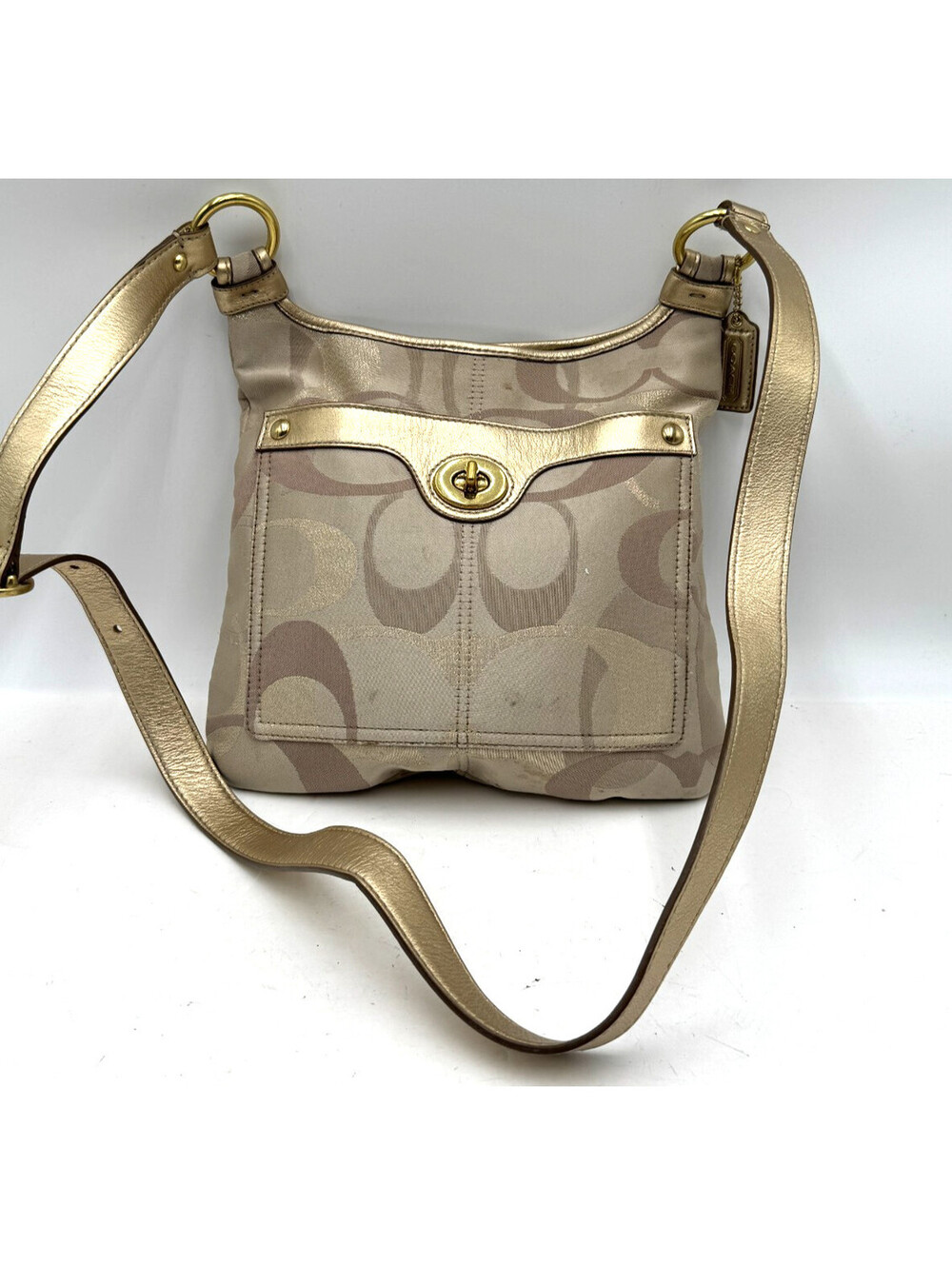 Coach Penelope Signature Optic Hippie Women's Handbag Khaki Gold Crossbody Bag